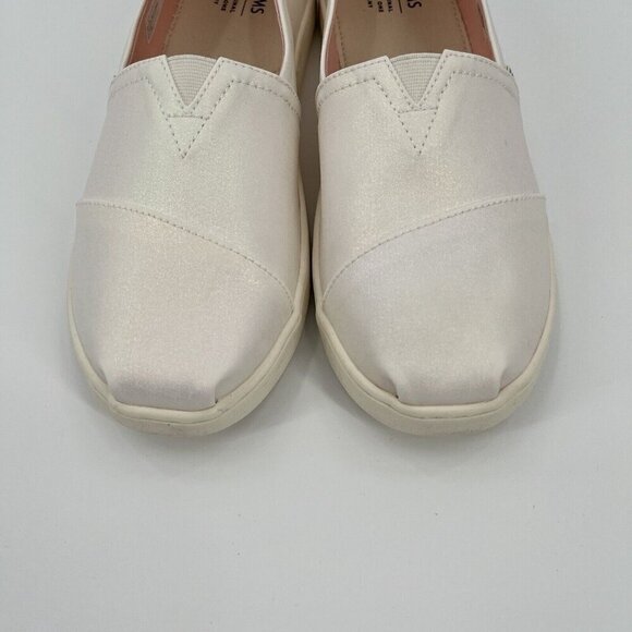 Toms Classic Youth Size 6 White Iridescent Woven Slip On Shoes NEW WITHOUT TAGS - Picture 4 of 8